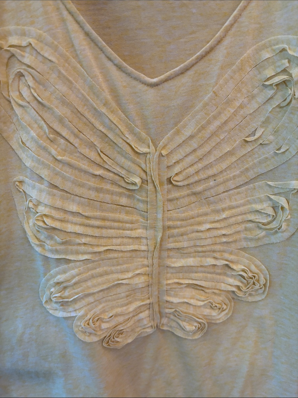 Sundance Pale Yellow Butterfly Appliqué V-Neck Tank - Picture 3 of 4